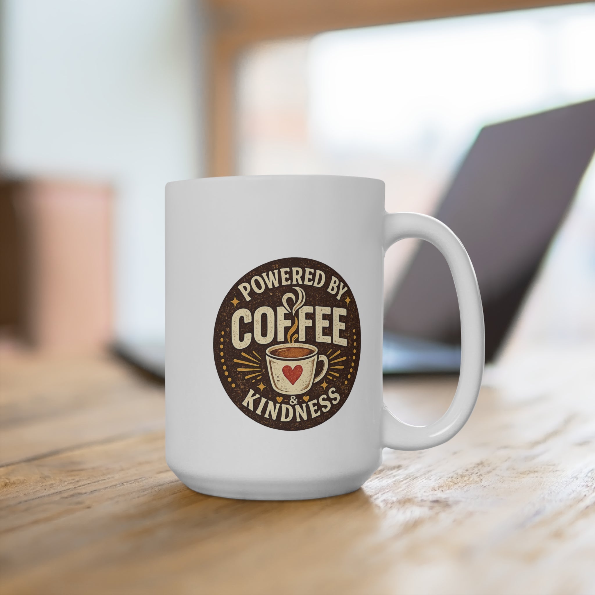 Powered by Coffee & Kindness | 15 oz Ceramic Teacher Mug