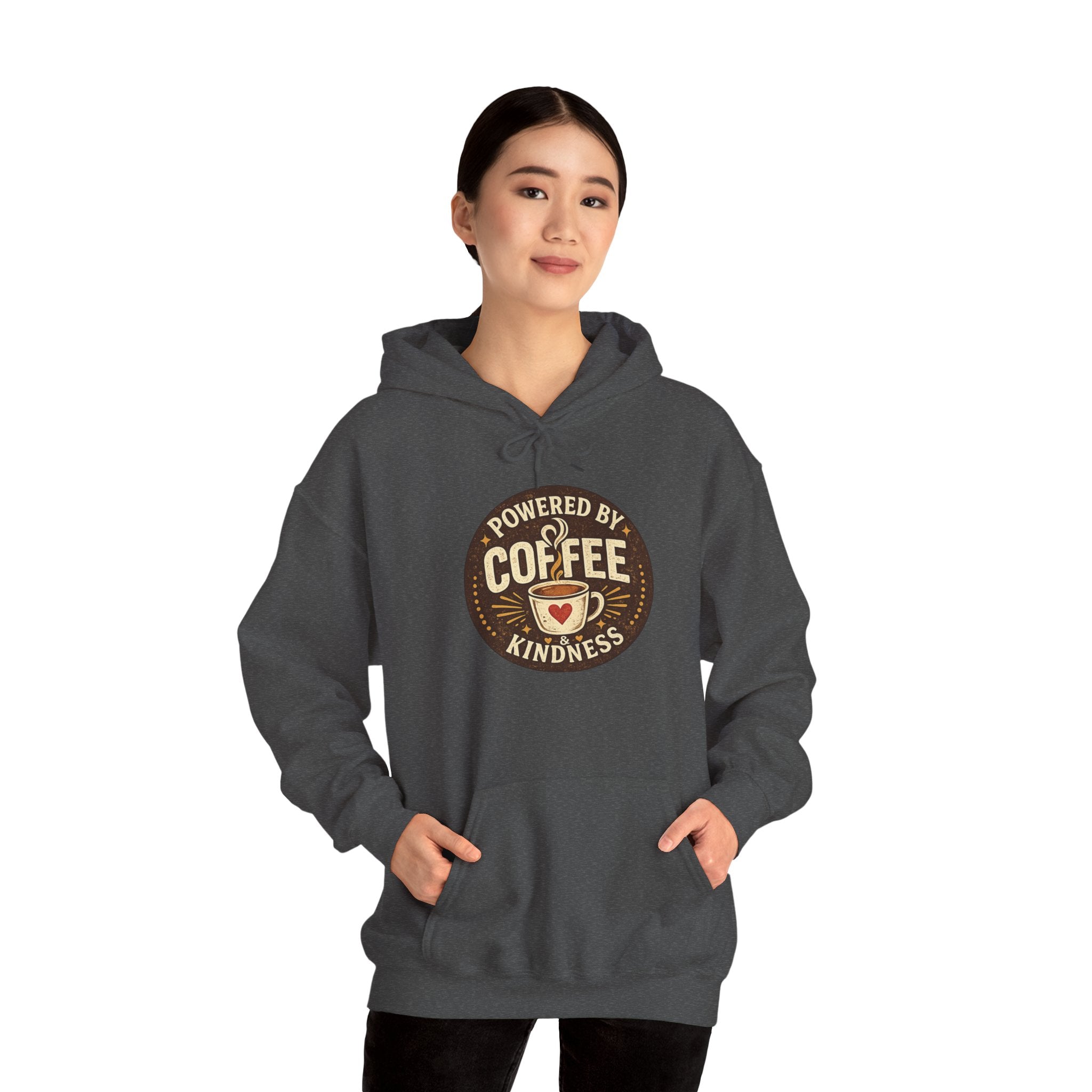 Powered by Coffee & Kindness Hoodie — Cute Coffee Lover  Hoodie