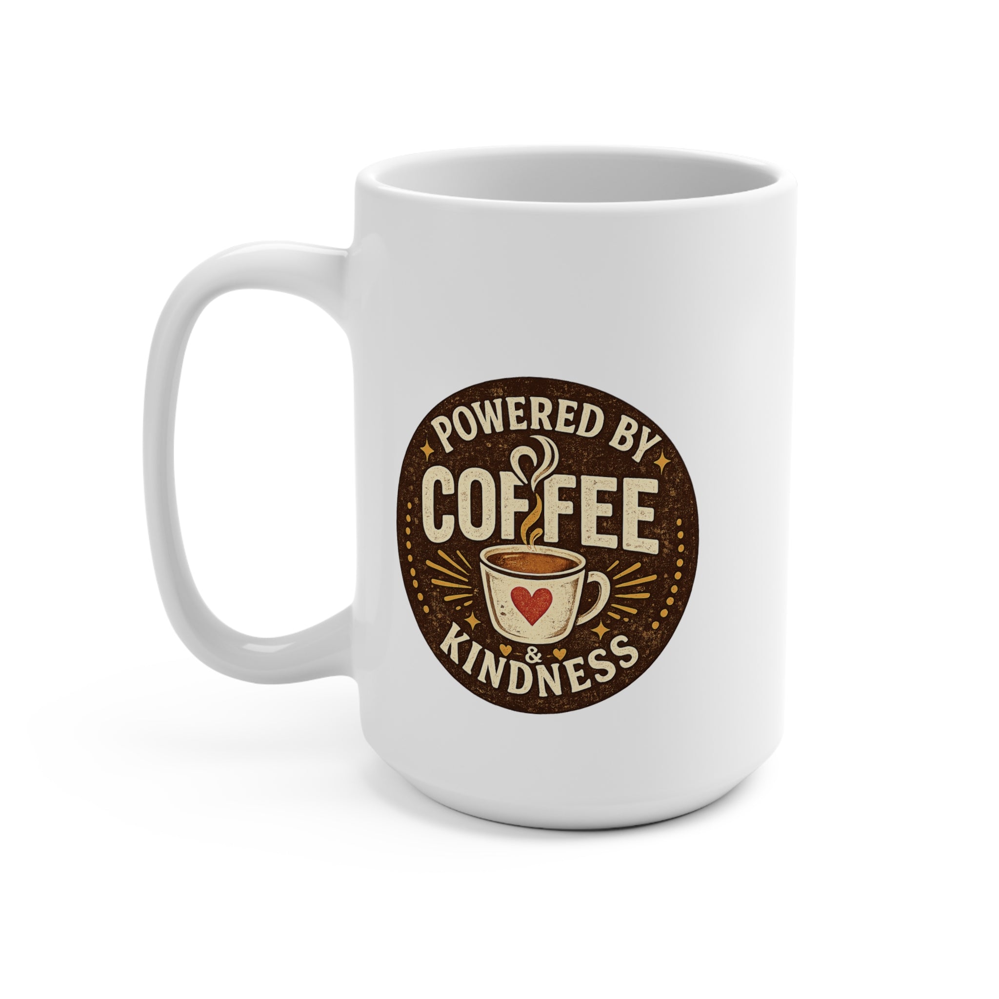 Powered by Coffee & Kindness | 15 oz Ceramic Teacher Mug