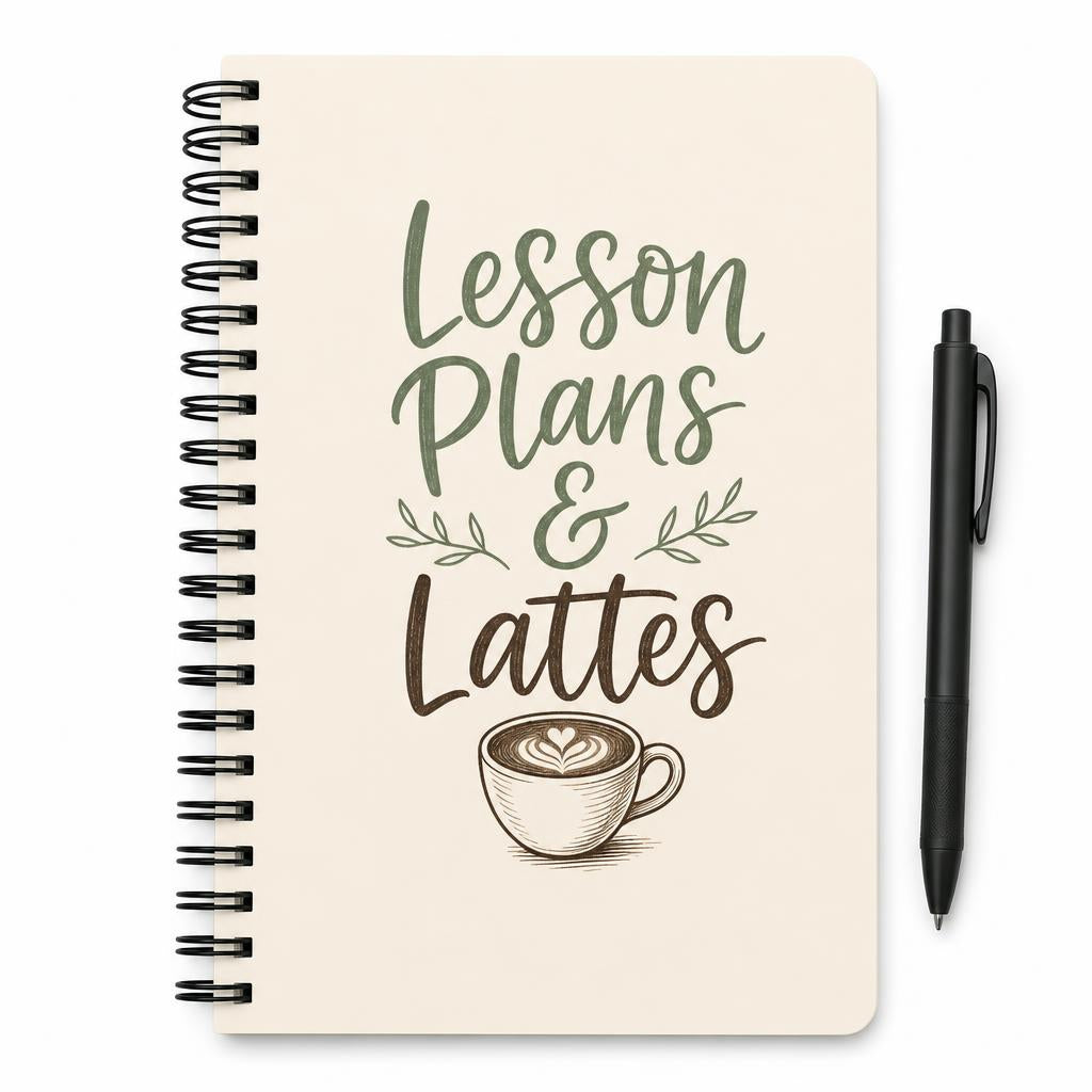 Lesson Plans & Lattes spiral notebook
